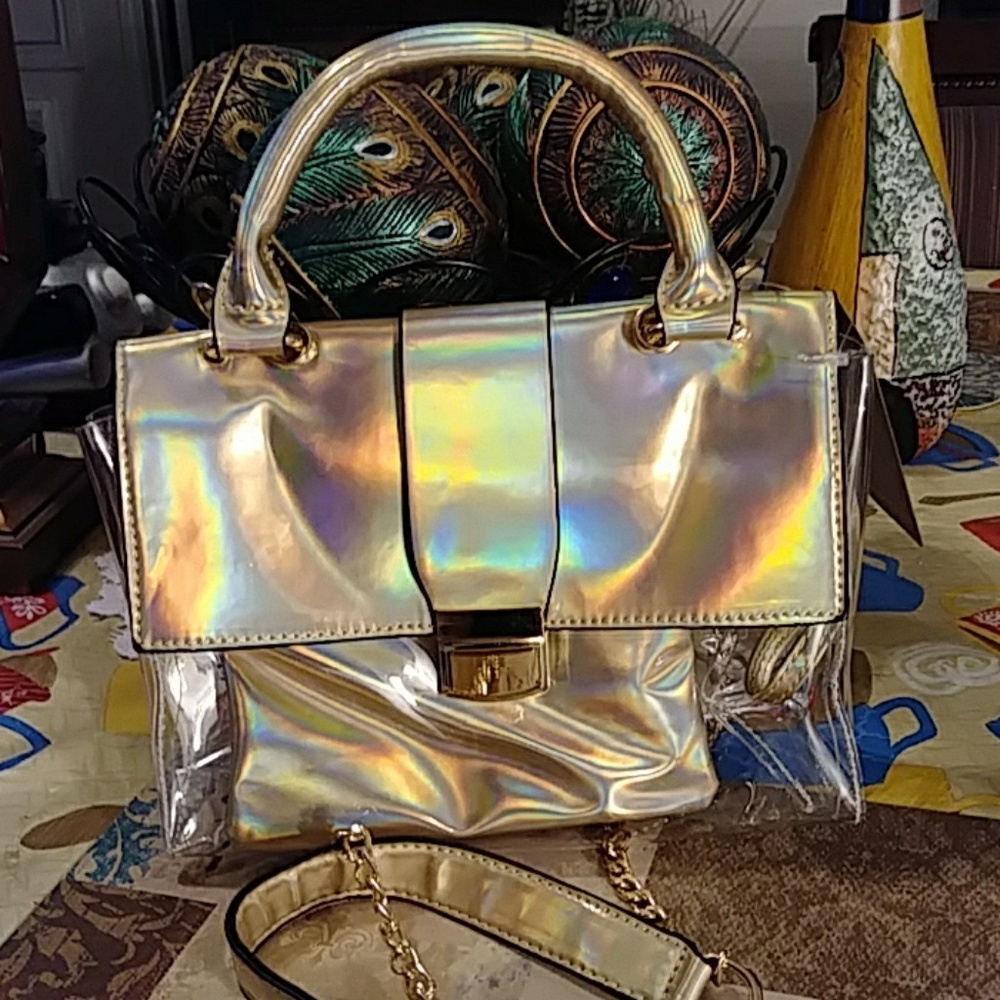 Gold clear crossbody bag
